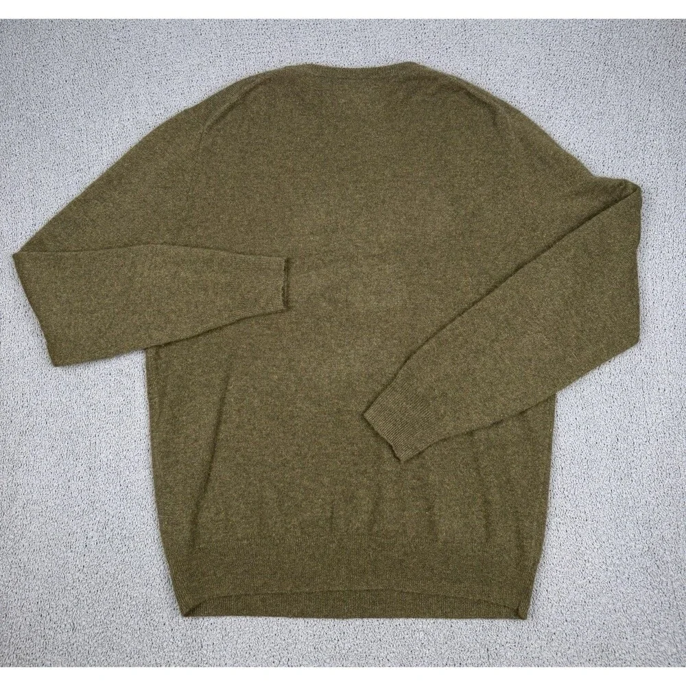 J Crew Sweater Mens L Green 100% Cashmere Crewneck Pullover Soft Lightweight